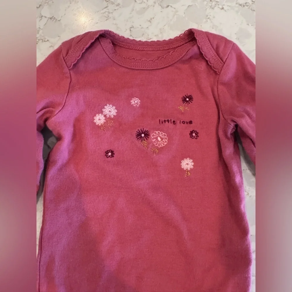 Floral and Solid Pink Baby Onesie Set - 3-6Months Carters